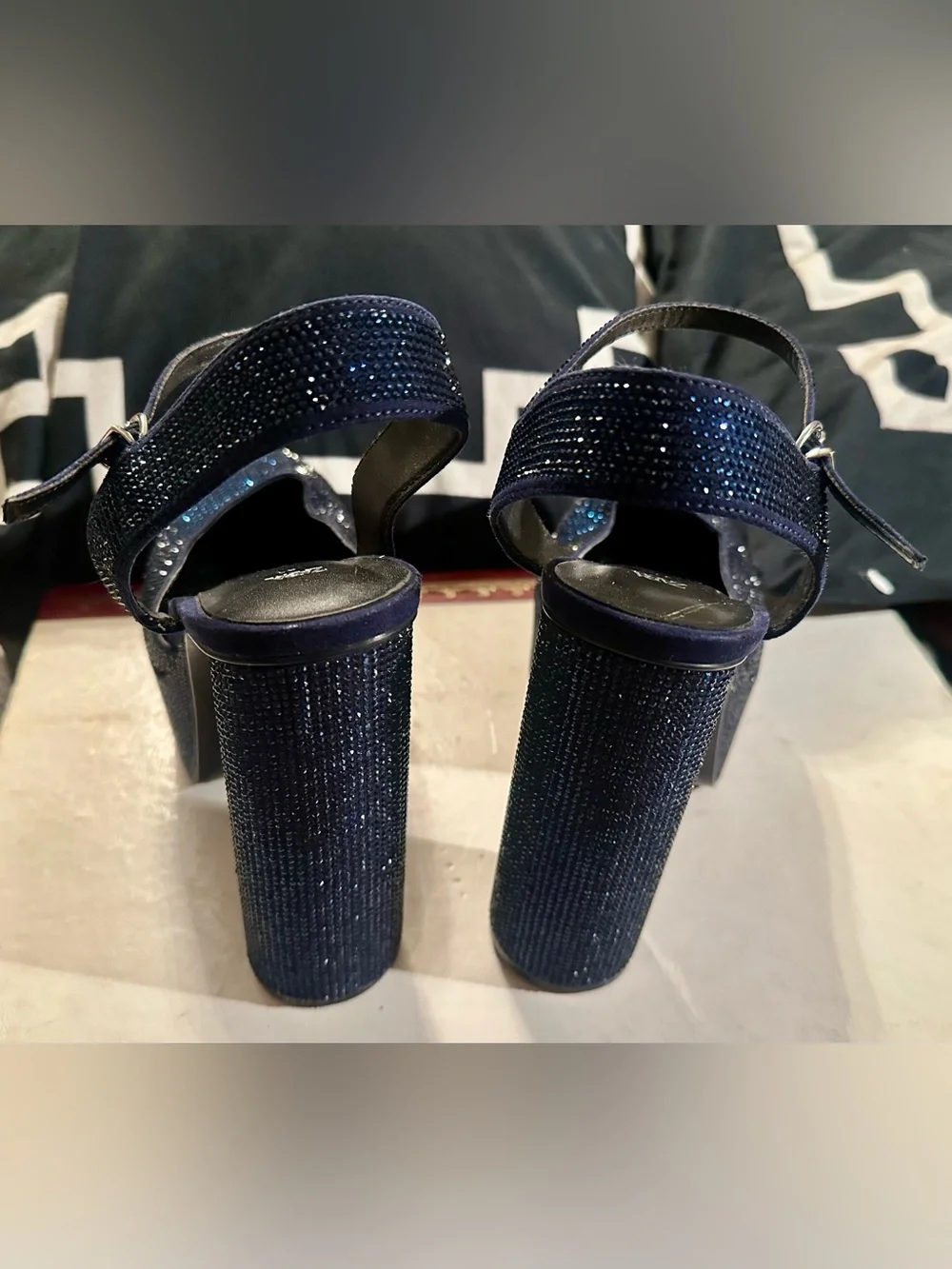 Zara Sparkling Navy Platform Mary Jane Heels